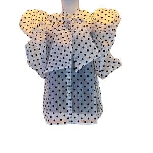 Item # A231 Nancy New York  Polka Dot  Organza Statement Bow Blouse  NWT Size M